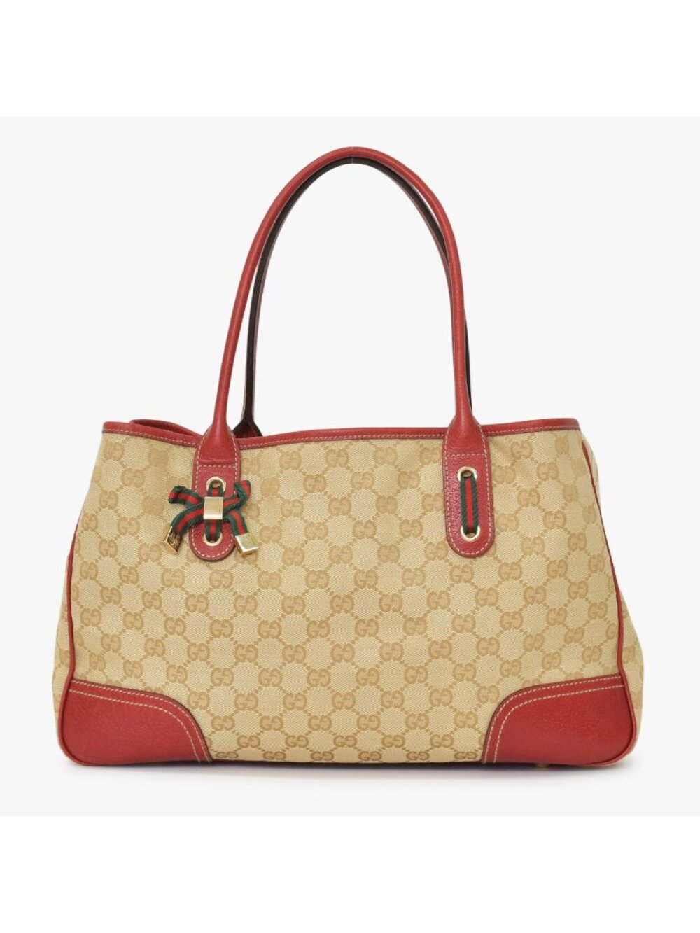Gucci Handbag GG Canvas Sherry Line Leather Beige